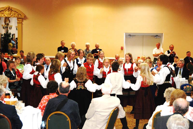 Young dancers from Søndre Land performing at the 2008 Stevne