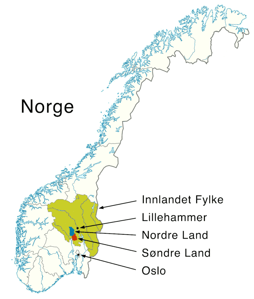 Map of Land, Norge